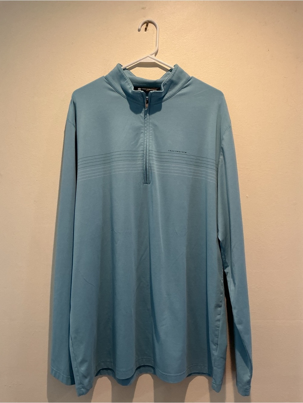 TravisMathew Light Blue Chest Stripe 1/4 Zip Pullover - Men's XXL